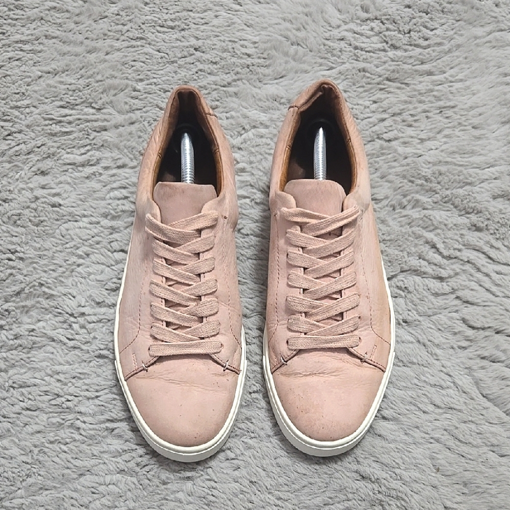 Frye Blush Pink genuine Leather Lace Up Sneakers Casual Low Top Shoes size 8.5